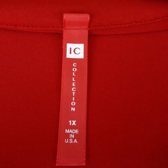 IC Collection Long Sleeve Top Women’s Plus Size 1X Red Knit Made in USA - Picture 5 of 10